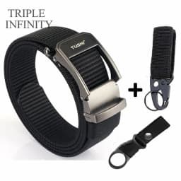 Fashion Metal Automatic Buckle Webbing Belts For Men Thick Tough Canvas Tactical Belt Outdoor 3.4cm Jeans Pants Waistband Hiking