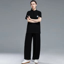 Tai Chi T-short short sleeved  summer men's and women's Tai Chi T-shirt solid color cotton team competition