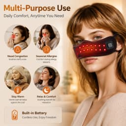 Heated Nose Wrap Red Light Nose Warmer Rechargeable 3 Heat Levels Adjustable Ear Loops Soft Plush Lining Portable Heating Mask