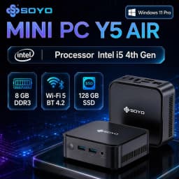 SOYO Y5 Series Mini PC Intel 4th Gen Core CPU 128GBSSD 8GB RAM Wifi5/BT5.0 Window10/11 RPO Quiet operation suitable for home use