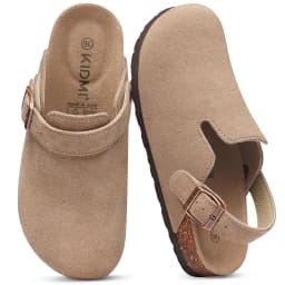 Evshine Women Suede Cork Slippers with Adjustbale Strap Comfy Arch Support Leather Mules Retro Men Potato Shoes Lady Cork Clogs
