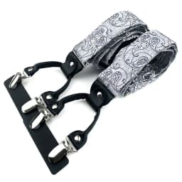 VEEKTIE Brand Suspender For Men 6 Snap Hooks Y-back Adjustable Jacquard Floral Check Shirts Paisley Yellow Blue Vintage Retro
