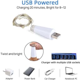 5-pack 2m Cork Bottle Fairy Lights USB Rechargeable Christmas Garland String Lights for Bedroom Room Home Wedding Party Decor