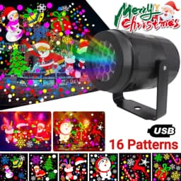 Christmas Projector Light 16 Patterns Rotating LED Projection Lamp Santa Snowflake Pattern Holiday Projector for Xmas Home Party