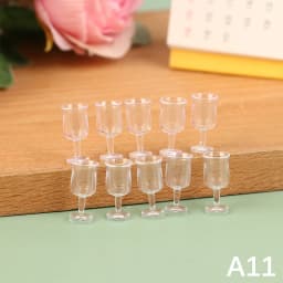 10Pcs Mini Red Wine Cup Simulation Furniture Wine Glass Goblet for Dollhouse Decoration 1:12 Dollhouse Miniature Accessories