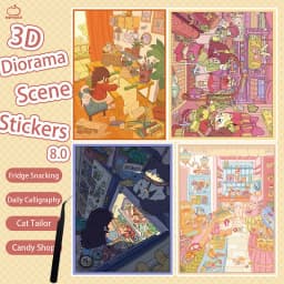 HEYBAO Anniversary Mini Scene Book | Japanese Retro Comic Stickers & Cards, for Journal & Scrapbook Decor