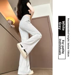 Gray High Waist Bell Bottom Pants Women's Summer Casual Sports Sweatpants Small Size Slimming  Hoof Pants