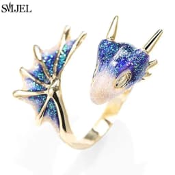 SMJEL Vintage Animal Shape Adjustable Ring Punk Ancient Dragon Rings Thai Silver Boyfriend Jewelry Unique Snake Ring Bijoux 2025