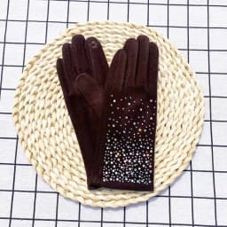 KayCrowne Grace Women's Gloves Winter Vintage Flash Drill Touch Screen Riding Driving Skiing Warm Windproof Glove Mittens T41