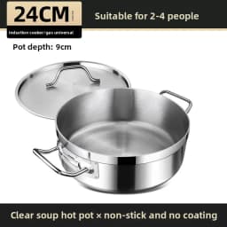 Stainless Steel Dual Hot Pot | Thickened Large-Capacity Pot for Home & Induction Cooking