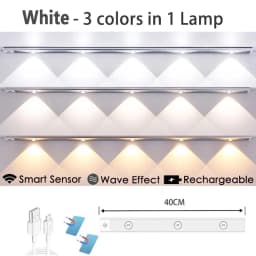 Under Cabinet Lights, Rechargeable Motion Sensor Light Indoor, Wireless and 3-Color Dimmable with Cat’s Eye Hill Effect