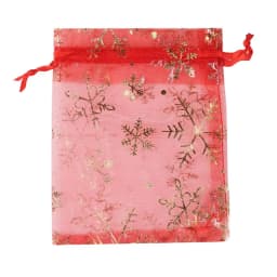50pcs/Lot Various Sizes Jewelry Bags Red White Snowflake Pattern Organza Christmas Gift Storage Drawstring Pouches Wholesale