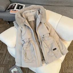 Women's Short Thickened Cotton Jacket with Fur Collar Winter New Style Loose Fit Warm Inner Fleece Large Size Coat Zipper