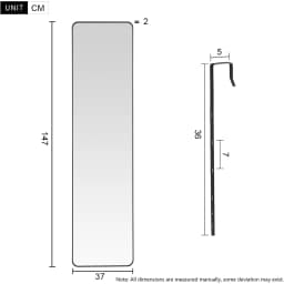 【Lifeideas】Full Length Mirror with Rounded Corners Door Hanging Black Mirror 37x147cm