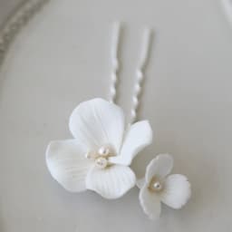 Ceramic Flower Side Hair Comb With Pearls Luxurious Headpiece Wedding Hair Accessories For Women Bridal Marriage Hair Jewelry