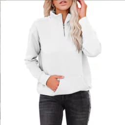 Solid Zip-Up Stand Collar Long Sleeve Sweatshirt Women's Casual Streetwear