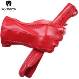 Touch Screen Leather Gloves, High-End Leather Gloves Women, Genuine Leather Winter Gloves, Keep Warm Women's Leather Gloves-2226