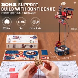 ROKR Wooden 3D Puzzle-Power Express Pendulum Balance Toy Model Building Kit DIY Gravity Swing Toys for Desk Decor Birthday Gift for Boys Adults
