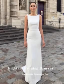 Eightale Beach Wedding Dress O-Neck Customized Ivory Backless Bridal Gown Mermaid Bride Party Dress Vestido De Novia
