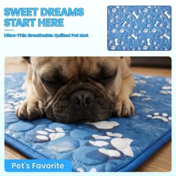 Extra Large Cooling Cat & Dog Bed, Bone Pattern Summer Ice Mat with Breathable Mesh, Durable Polyester Bedding for All Pet Sizes