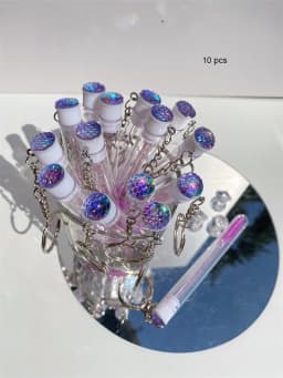 Reusable Eyelash Brush Tube Keychain Plastic Portable Mini Lash Comb Spoolie Container Glitter Cils Mascara Wands Keyring