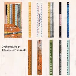 Mr.Paper 20Pcs Double Pack Long Strip Stickers Time Stitch Series Retro Journal Scrapbook Collage Decorative Craft Supplies