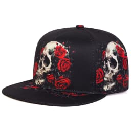 2025 Fashion New Flat brimmed Hat Printed Skeleton Street Skateboarding Hip Hop Hat Outdoor Leisure Sunshade Baseball Hat Unisex