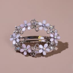 Elegant Floral Hair Clip Alloy Spring Clasp with Rhinestones Minimalist Ponytail Holder for Back Head Women Hairpin