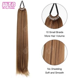 WTB Synthetic Braided Wig 24 Inch Corn Perm Curly Hair Ponytail Braided Wig Daily Wear Curly Ponytail