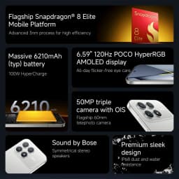 Global Version POCO F8 Pro 5G Smartphone Snapdragon® 8 Elite 6.59' Eye-care AMOLED Display 100W HyperCharge 6210mAh IP68 NFC