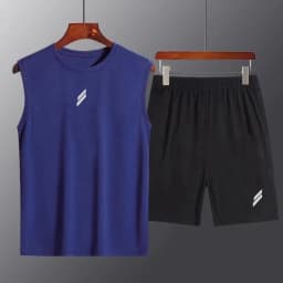 NEW Sport Men Summer Thin Quick Drying Vest+Shorts Man's Set Fitness Running Suit Two-Piece Set Mesh Ventilation Men Tracksuit