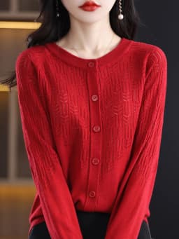 Spring Autumn Women Wool Blend Sweater O-neck Hollow Out Cardigan New Fashion Casual Knitted Slim Soft Jacket Bottoming Tops