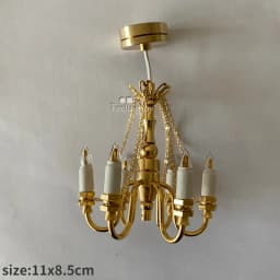 1/6 1/12 Scale Dollhouse Retro European Style Mini LED Lamp Double-head Flower Ceiling Light Lamp Wall Light Decor Toy