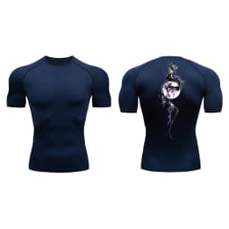 Yin Yang Sword Print Short Sleeve Compression Shirts for Men Summer Athletic Quick Dry T-shirts Gym Workout Running Tees Tops