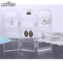 120/180/240/360holes Plastic Clear Earrings Studs Display Rack Folding Screen Earring Jewelry Display Stand Holder Storage Box