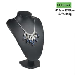 Exhibitor 6 Options Black PU Jewelry Display Faux Leather Mannequin Necklace Pendant Jewelry Bust Neck Display Stand Holder