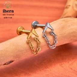 ASTM F136 Titanium Ear Cartilage Earrings Internal Thread 16G Hidden Helix Stud CZ Drape Chain Flat Back Tragus Piercing Jewelry