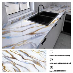 Marble Oil Resistant 40cm Kitchen Sticker Self-Adhesive Waterproof Cabinet Stove Top Wallpaper Desktop Bathroom Decoration