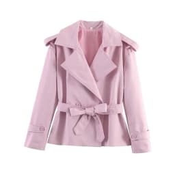 Women's Coat 2026 Autumn New Style Solid Color Long Sleeve Belted Short Trench Coat European and American Personalized Fashion