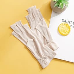 Birdtree, 100%Real Silk Knitted Gloves, Sun Protection Moisturizing, Women Half Finger Gloves, Breathable Skin Friendly A43876QM