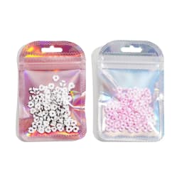 50Pcs Self-Sealing Laser Small Plastic Bags for Jewelry Pouch with Clear Display Window DIY Jewelry Packaging Gift Storage Bag
