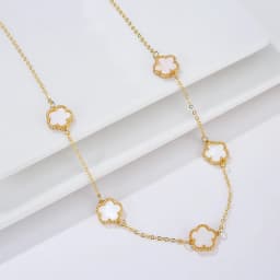 Natural Stone Shell Plant Five Leaf Flower Creative 20 Leaf Pendant Necklace Sweater Chain Women's Advanced Gift Clover