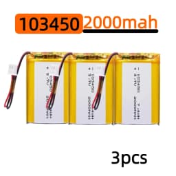 103450 3.7V 2000mAh Polymer Lithium Rechargeable Battery JST PH 2.0mm 2Pin Plug for Camera GPS Navigator MP5 Bluetooth Headset