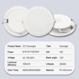 10pcs CCT Spot Downlight Recessed LED Ceiling Light 3 Color Adjusted AC100-240V Dial Swich 3000K/4000K/6500K Indoor Lighting