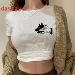 2000s Hip Hop Crop Top  Tshirt Manga Japanese Anime Jujutsu Kaisen T Shirt Gojo Satoru Tops Yuji Itadori Cropped Tees T-shirt