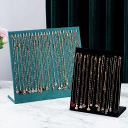 High Quality Velvet L-shaped Necklace Display Rack Jewelry Display Storage Necklace Board Earrings Ring Pendant Props