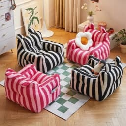 K-Star Dopamine Children's Sofa Plush Mini Lazy Small Sofa Cute Striped Cartoon Seat Bean Bag Baby Sofa Simple Modern Matte Home
