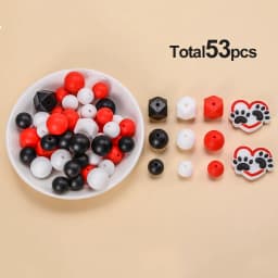 LOFCA 53pcs heart shaped beads Hexagon Silicone Beads Silicone Teether Beads Jewelry Making Bulk DIY Necklace Pacifier Chains