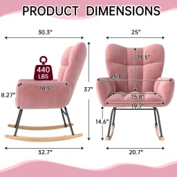 TUAREX High Back Nursery Rocking Chair, Modern Upholstered Glider Rocker, Comfy Indoor Accent Armchair for Bedroom Living Room