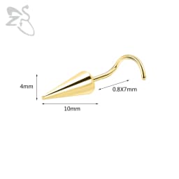 ZS 1 Piece 20G Stainelss Steel Long Spike Nose Stud Men Women Black L/I/S Shapes Nose Piercings Cone Nostril Piercings 6/8/10MM
